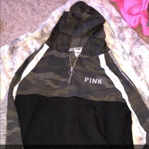 PINK Camo pullover half zip